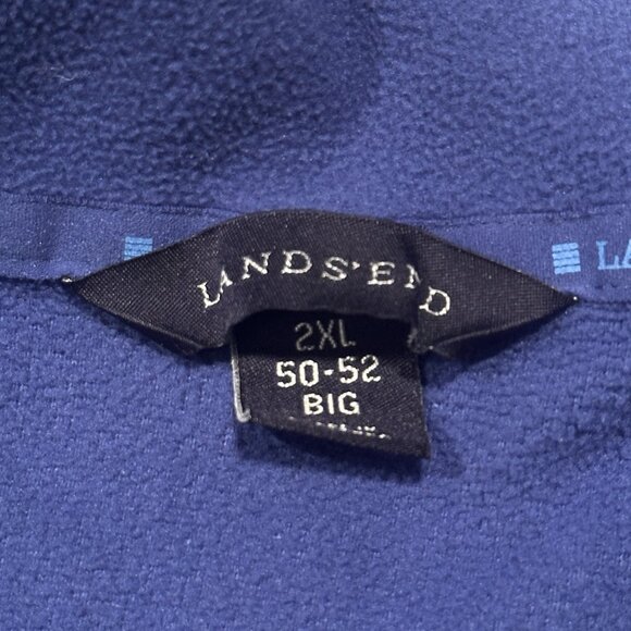 Lands End Mens 2XL Big Lightweight Blue Black Fleece 1/4 Zip Pullover Jacket - Picture 3 of 10